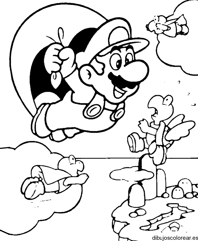 Dibujo de Mario Bros volando