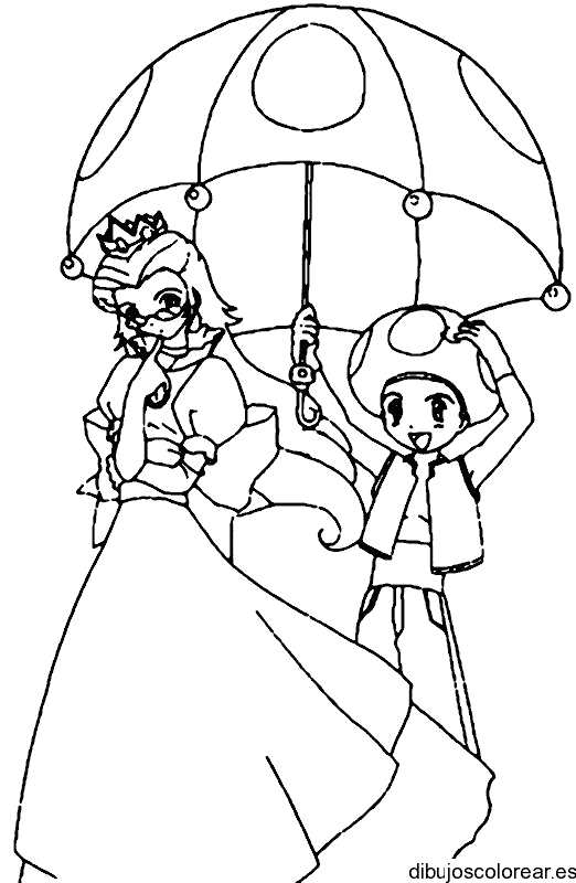 Dibujo de princesa y una sombrilla