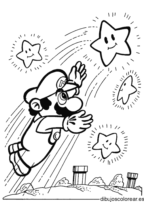Dibujo de Mario Bros con estrellas