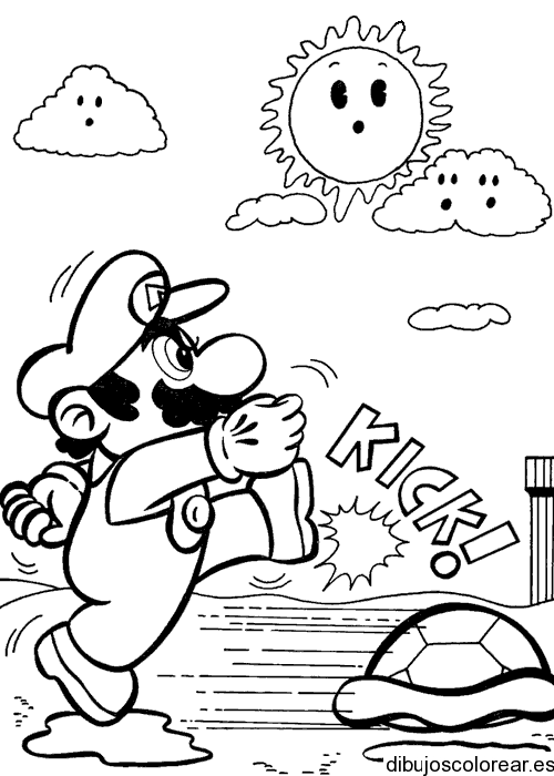 Dibujo de Mario Bros y una tortuga