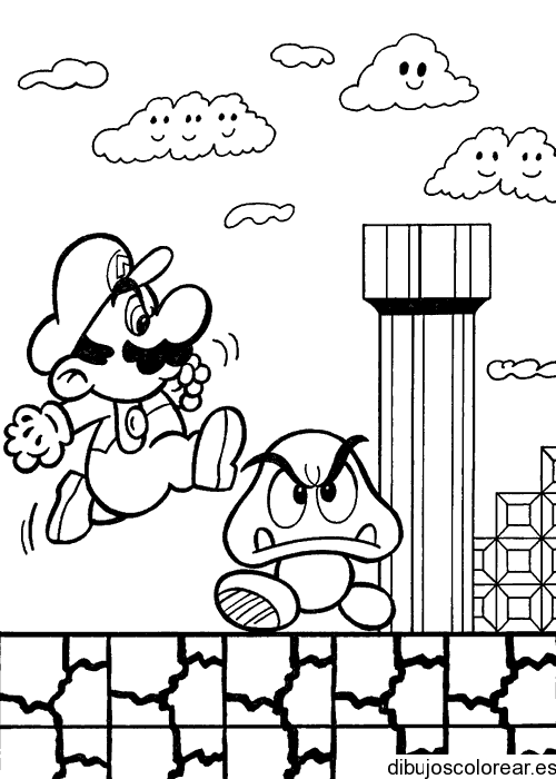 Dibujo de Mario Bros  y una serpiente
