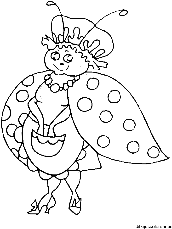 Dibujo de una mariquita con delantal
