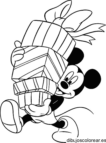 Dibujo de Mickey Mouse con regalo