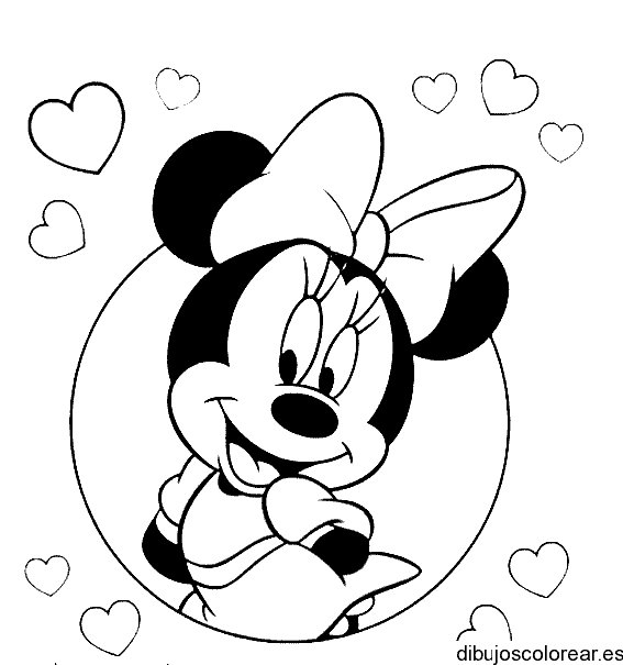 Dibujo de Minnie Mouse enamorada 