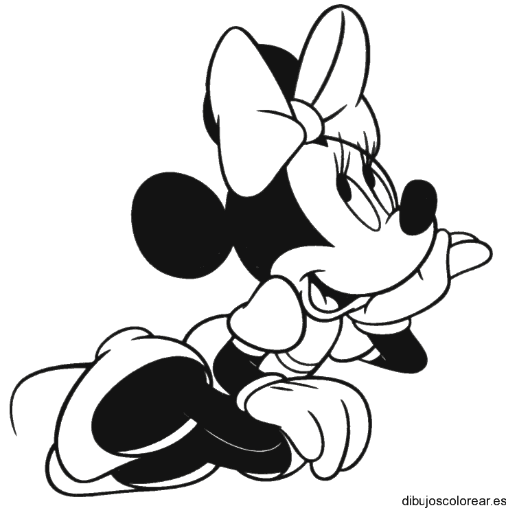 Dibujo de Minnie Mouse pensativa 