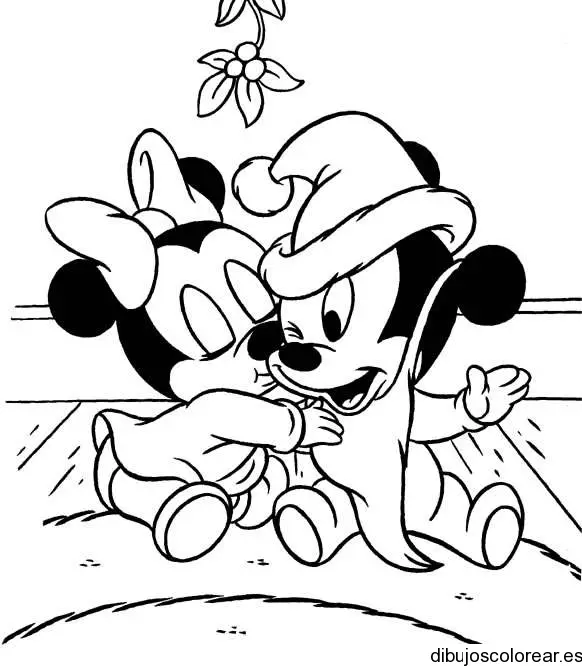 Dibujo de Mickey Mouse y Minnie Mousé bebés