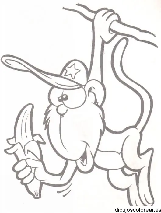 Dibujo de un mono colgando de un árbol