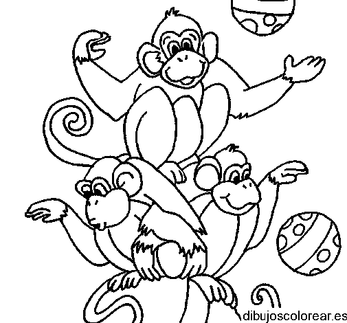 Dibujo de monos jugando a la pelota