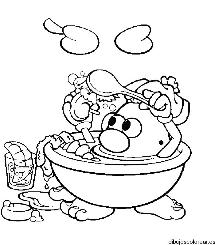 Dibujo de Cabeza de Patata en la ducha