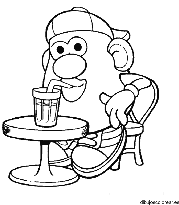 Dibujo de Cabeza de Patata merendando
