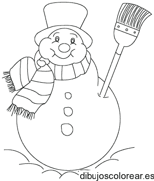 Dibujo de hombre de nieve con sombrero y limpiador