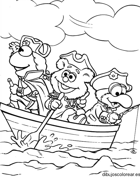Dibujo de los Mupetts en barco