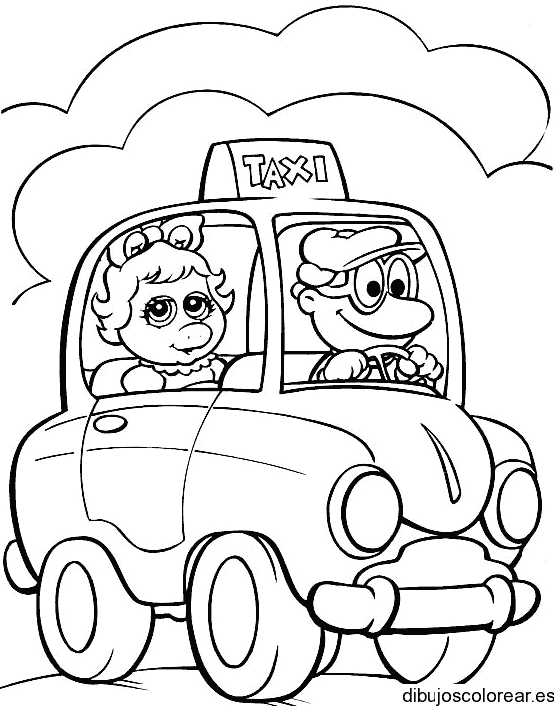 Dibujo de los Mupetts en coche