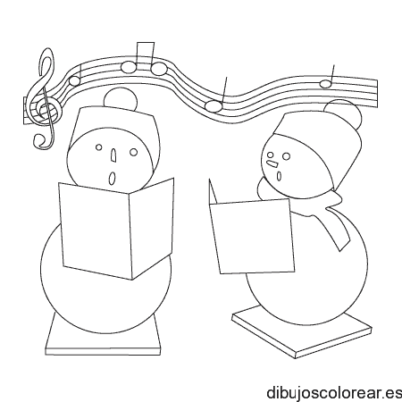 Dibujo de dos hombres de nieve cantando