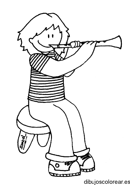 Dibujo de una niña tocando flauta