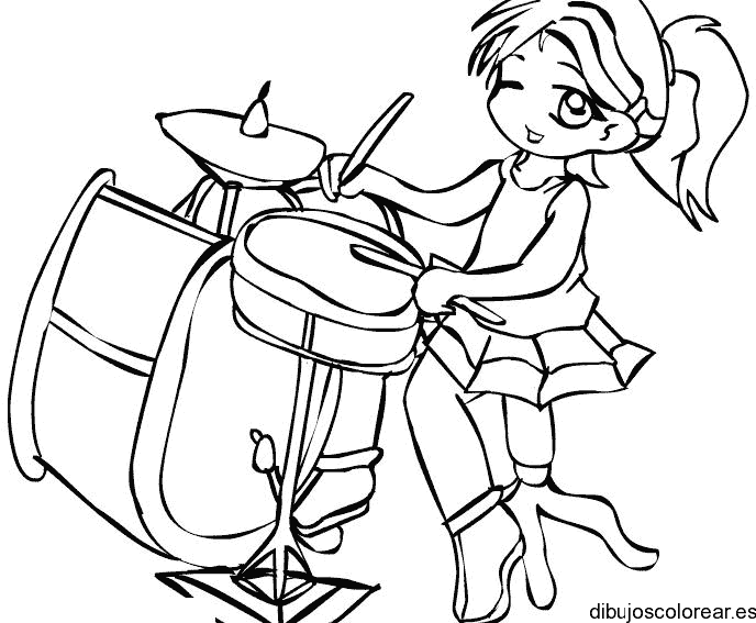 Dibujo de chica con batería