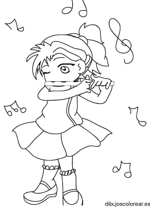 Dibujo de niña con flauta