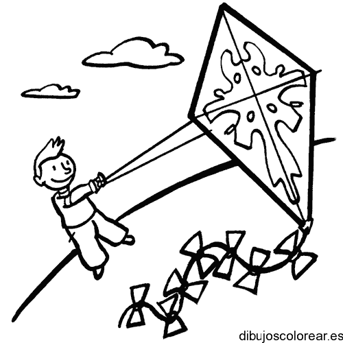 Dibujo de un niño con su cometa 
