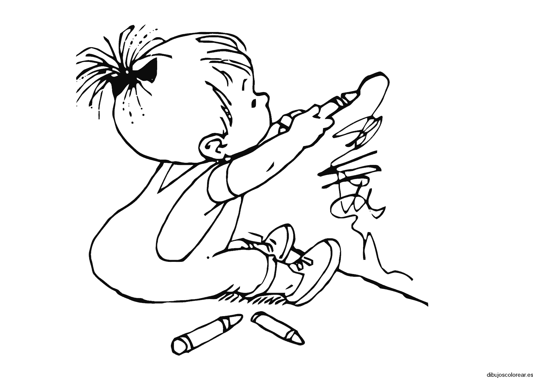 Dibujo de un bebé pintando