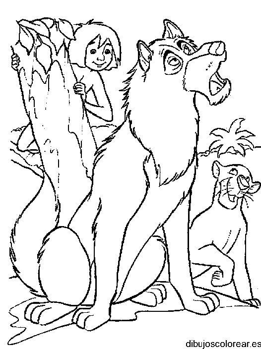 Dibujo de Mouwli con los animales