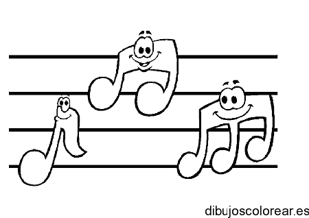 Dibujo de sonrientes notas musicales