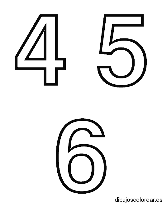 Dibujo de los números del 4 al 6