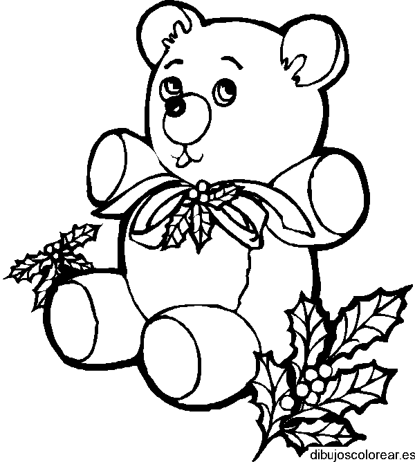 Dibujo de un oso con hojas de pascua