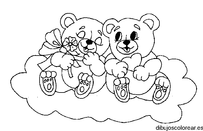 Dibujo de dos ositos en una nube
