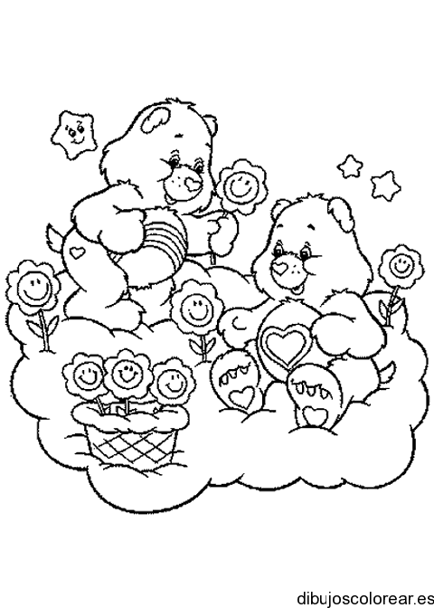 Dibujo de los osos cariñosos en una nube