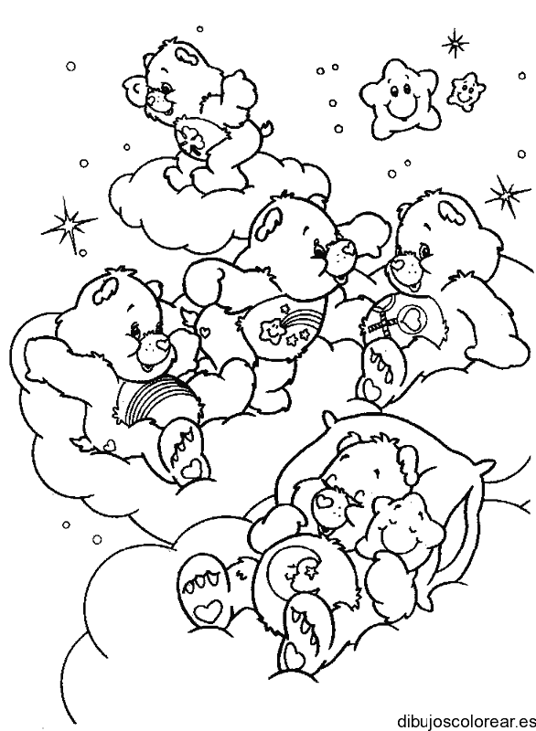 Dibujo de los ositos cariñosos y las estrellas