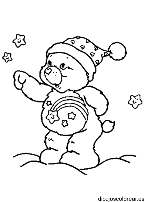 Dibujo de oso cariñoso con gorro