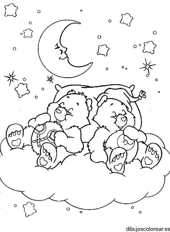 Dibujo de los osos cariños bajo la luna