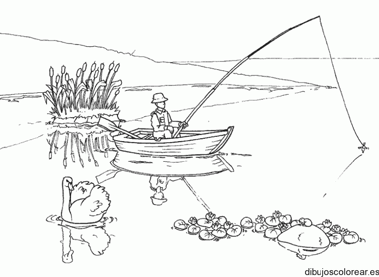 Dibujo de un hombre pescando 