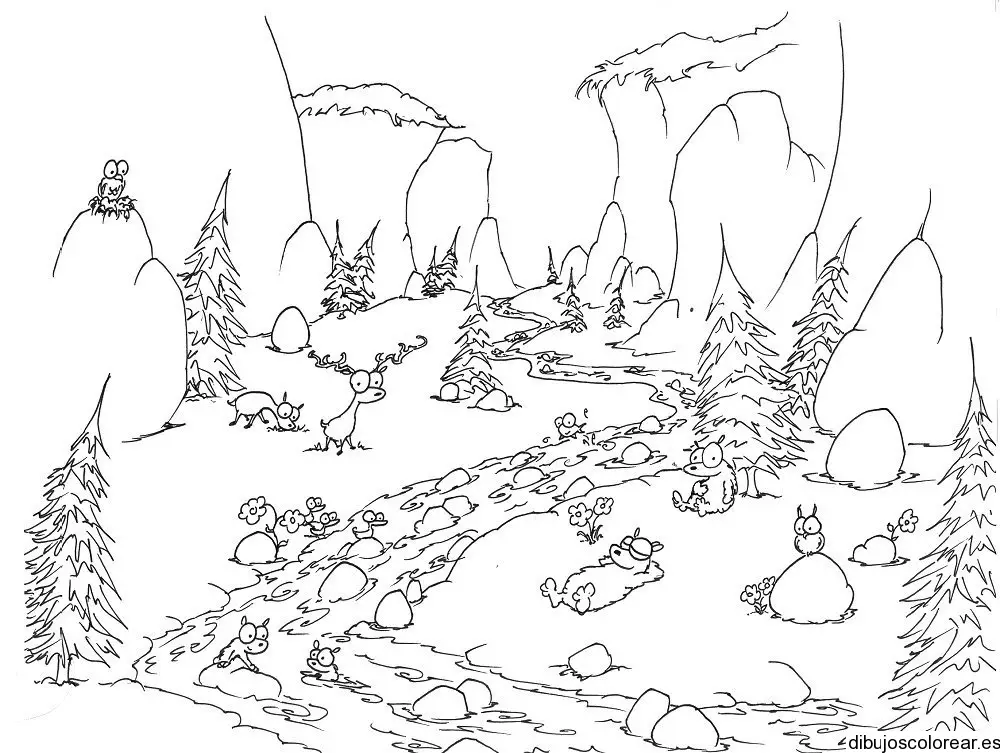 Dibujo del los animales en el bosque 