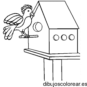 Dibujo de un pájaro en una pajarera
