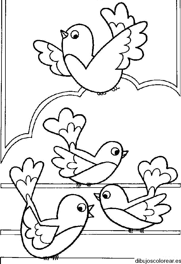 Dibujo de una familia de aves 