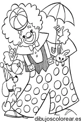 Dibujo de un payaso con su mascota 