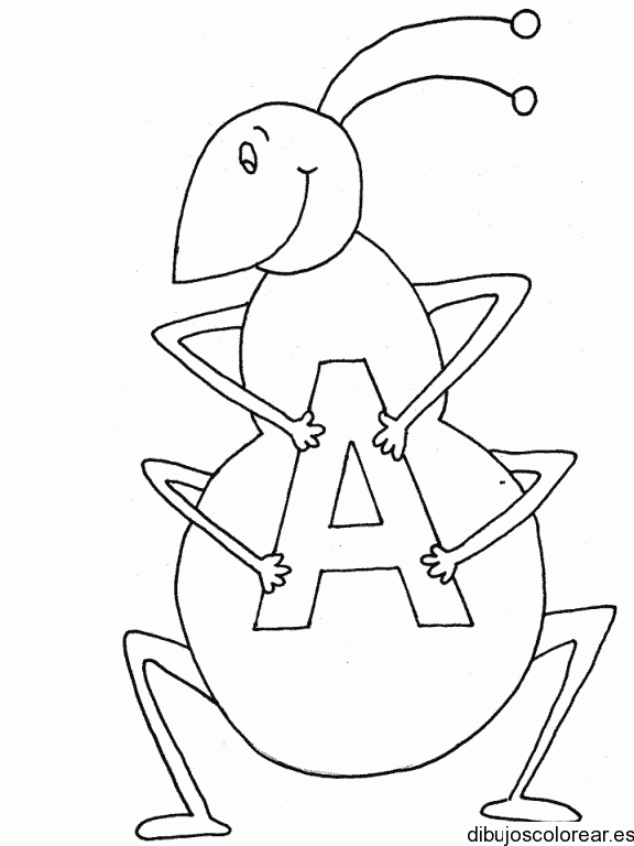 Dibujo de una hormiga con la letra A