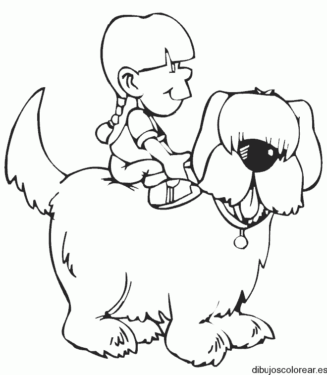 Dibujo de una niña y un perro