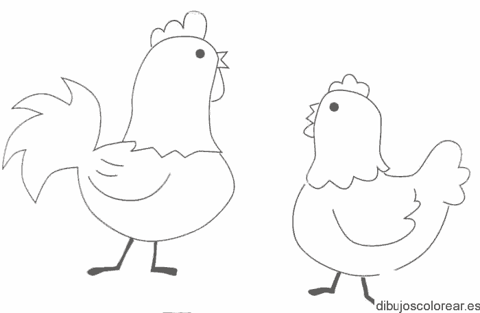Dibujo de dos gallinas