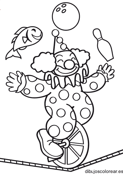 Dibujo de un payaso en una rueda