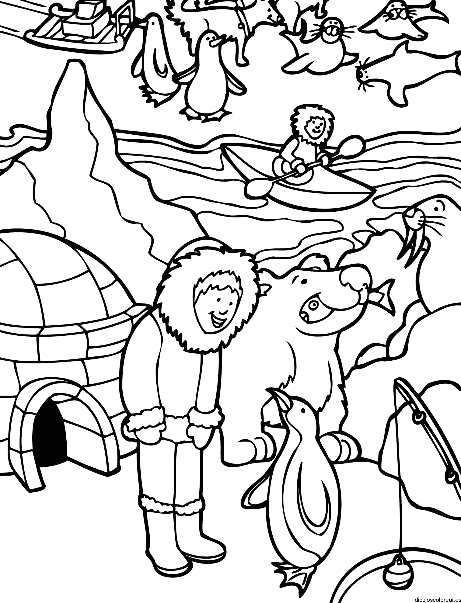 Dibujo de una familia en polo