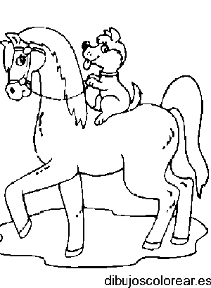 Dibujo de un perro a caballo