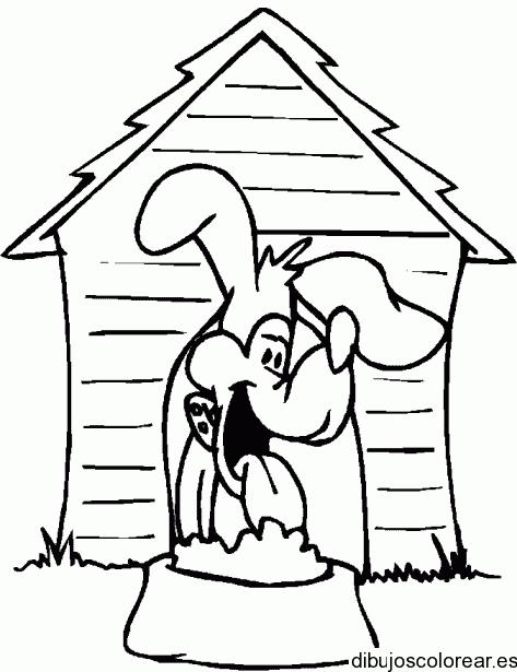 Dibujo de un perro en su caseta