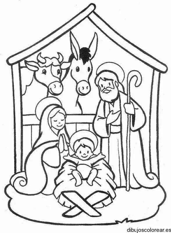 Dibujo de un pesebre navideño