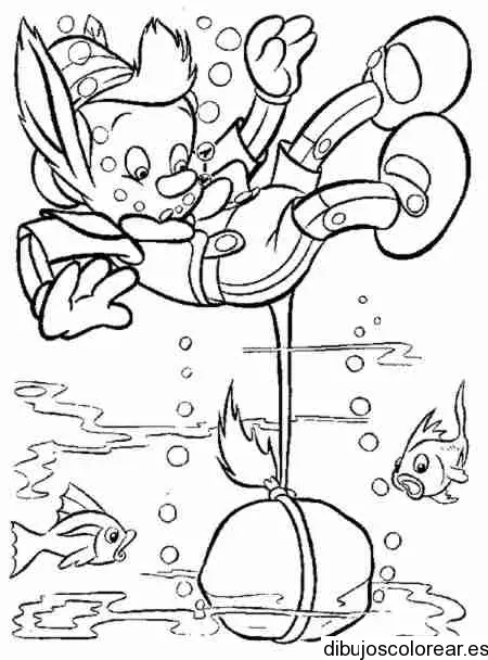 Dibujo de Pinocho en el mar