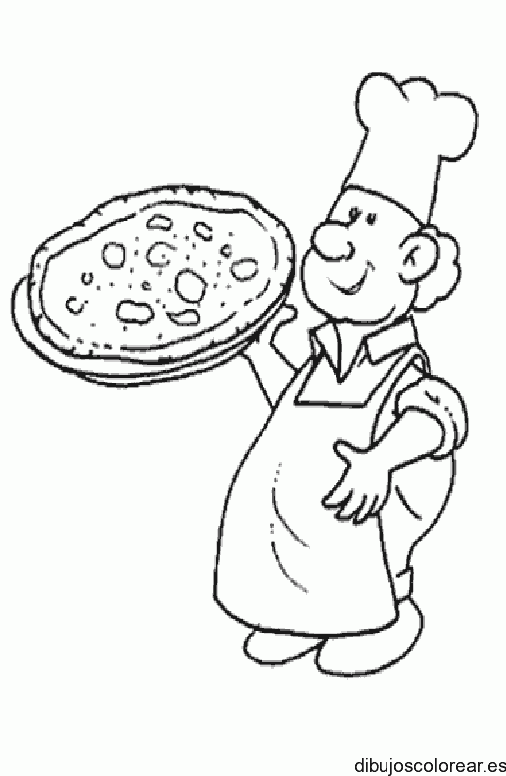 Dibujo de un chef y una pizza