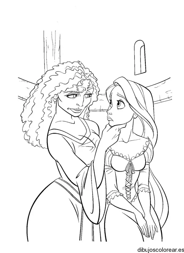 Dibujo Rapunzel y su madrastra 