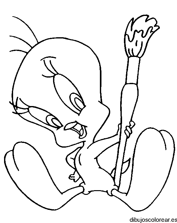 Dibujo de Piolín con un pincel