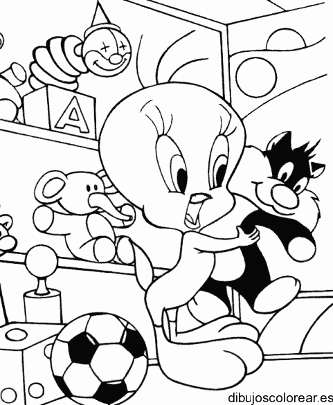 Dibujo de Piolín con su peluche